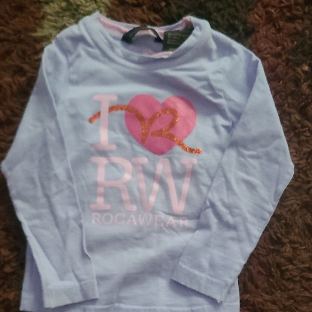 Rocawear Kids Long Sleeve Shirt - Light Blue and Pink Heart